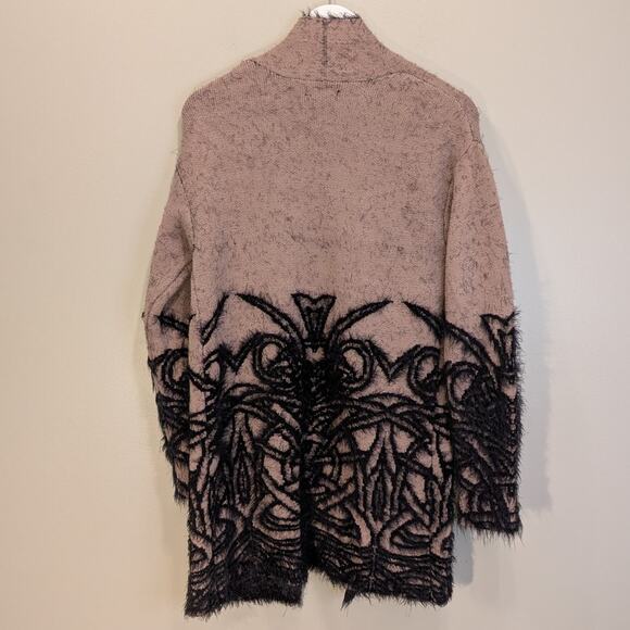 Renuar Cardigan Sweater Open Front Mauve/Black Design Casual Travel - Size S - Picture 2 of 8
